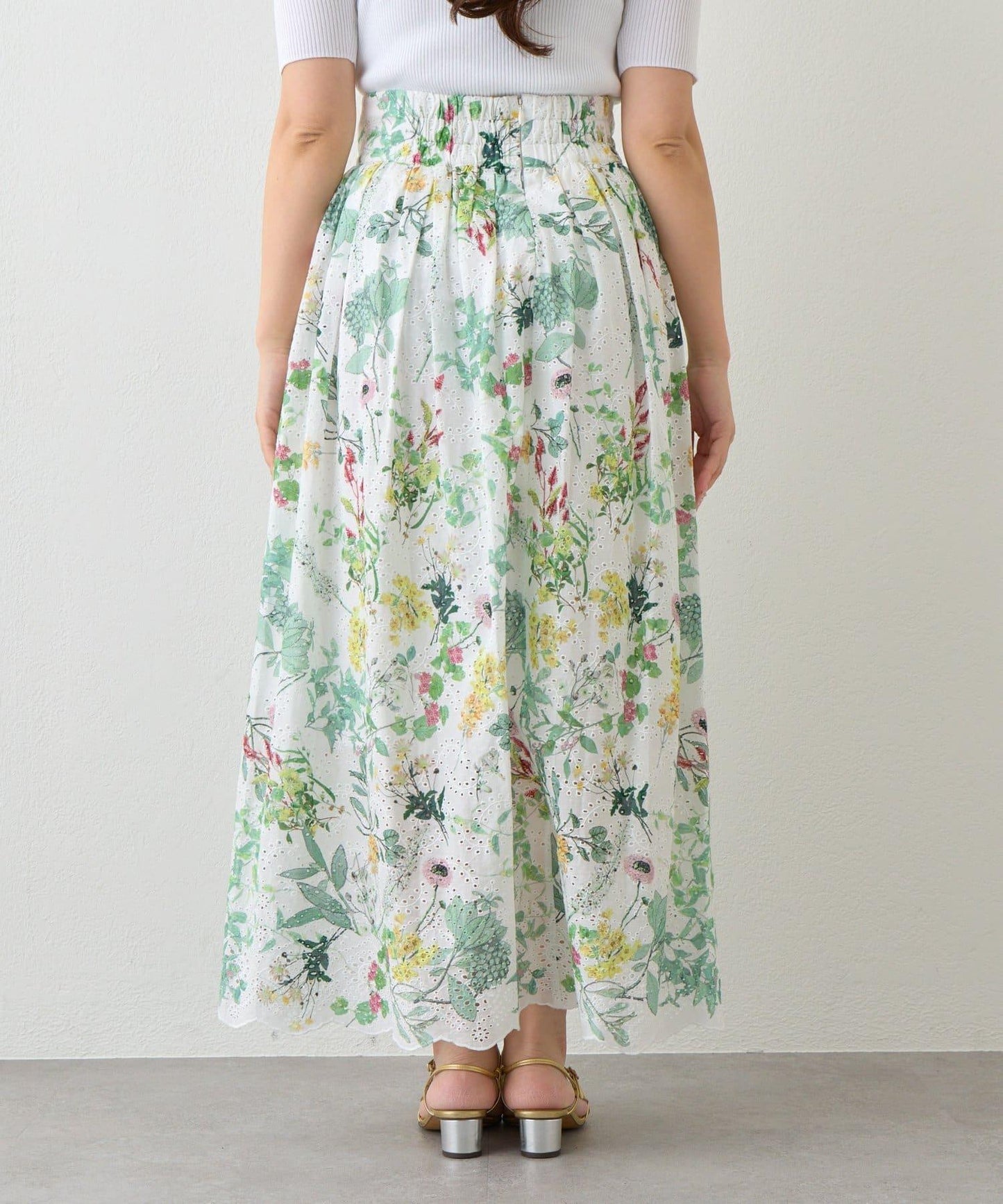 刺繡花印花半身裙