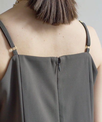 網紗荷葉邊小披肩 + 窄版吊帶連衣裙套裝