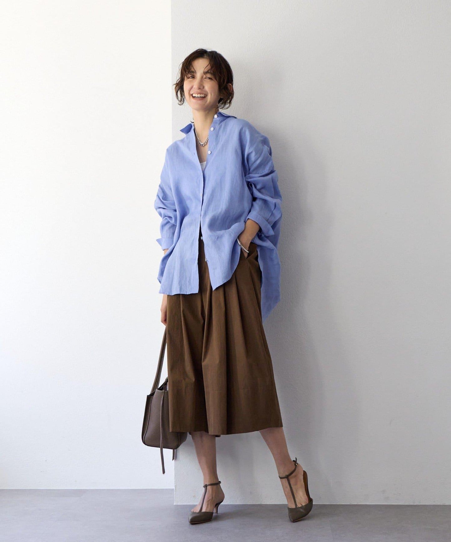 趣味感設計 褶襉闊腿 裙褲