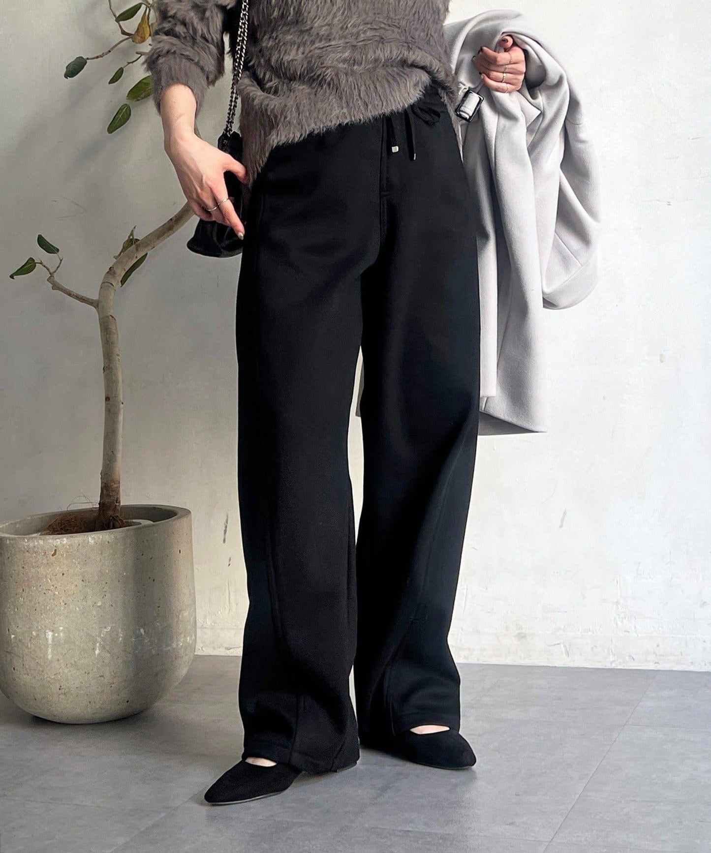 厚款複合面料褲子