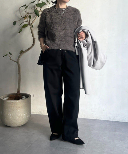 厚款複合面料褲子