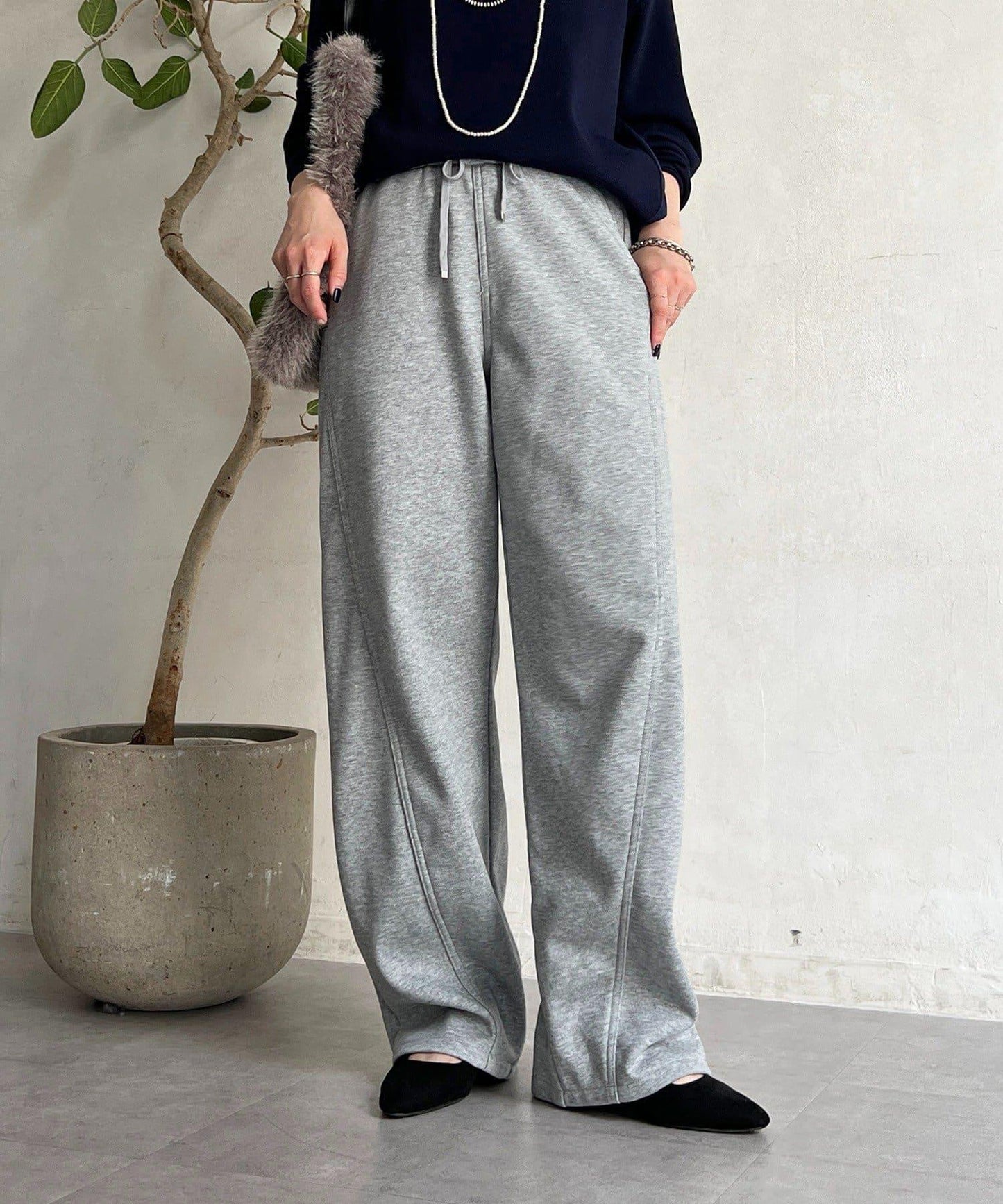 厚款複合面料褲子