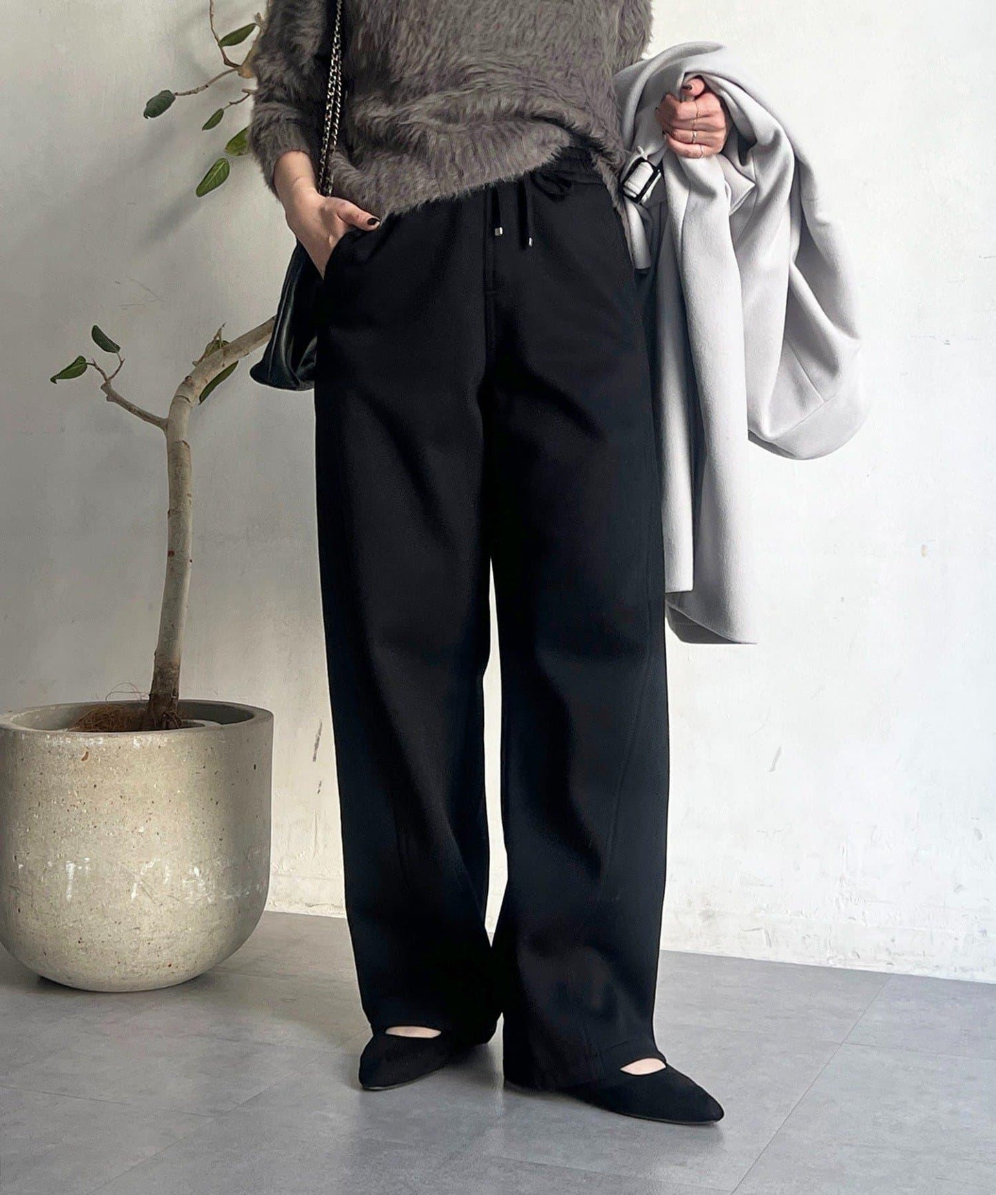 厚款複合面料褲子