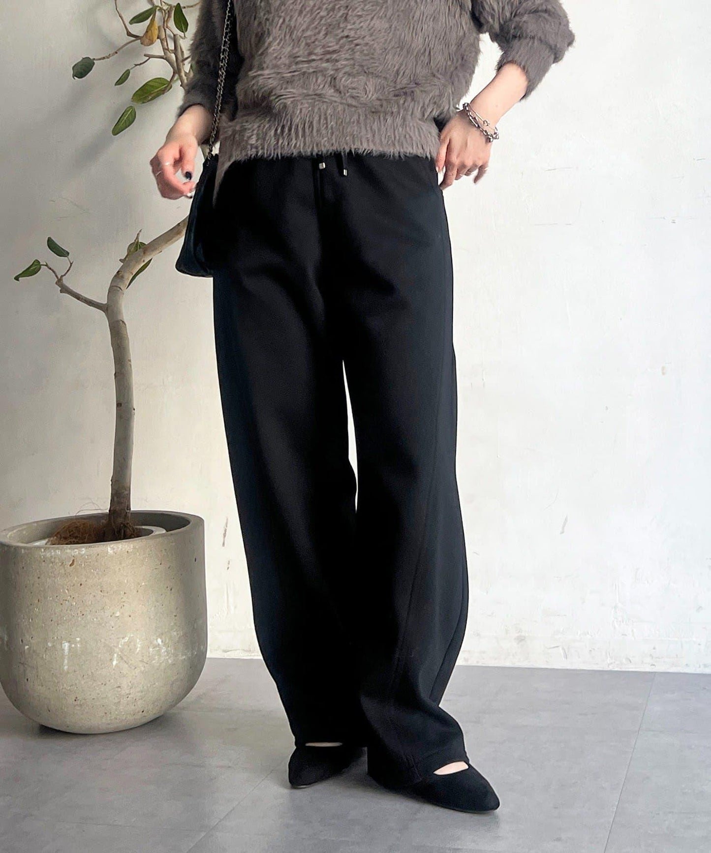 厚款複合面料褲子