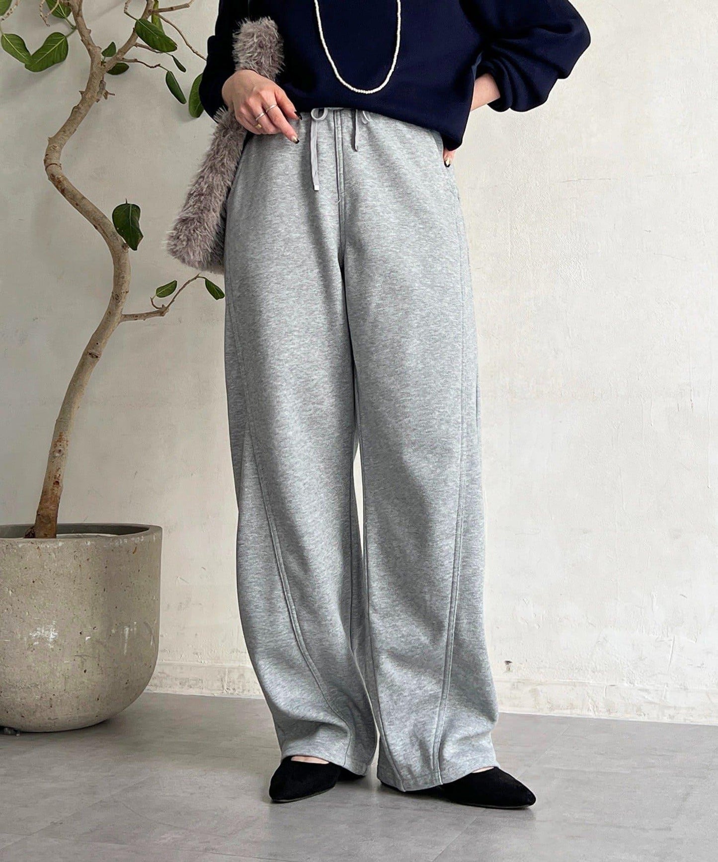 厚款複合面料褲子