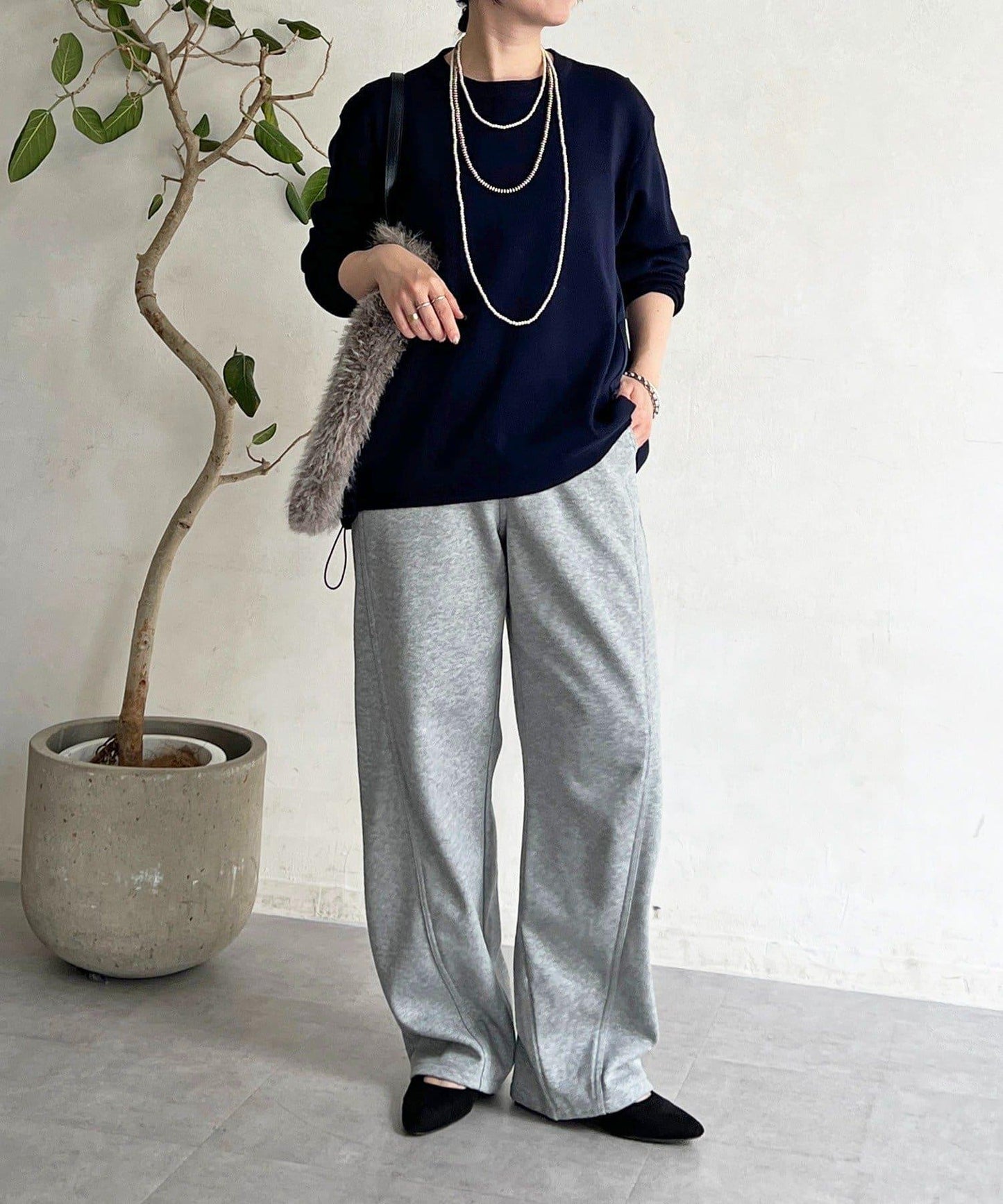 厚款複合面料褲子