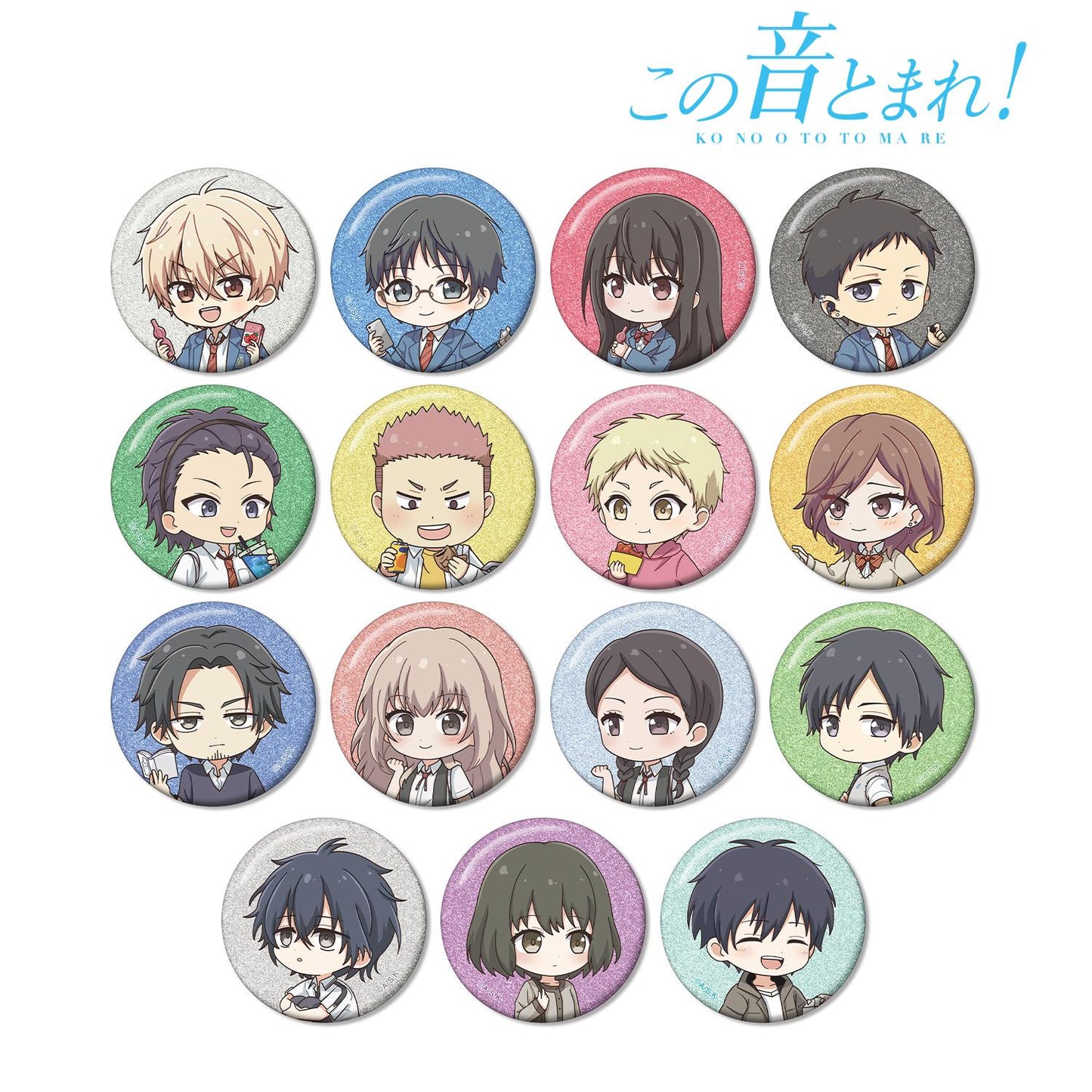 この音とまれ！（一弦定音！） 隨機Q版放課後款亮粉徽章系列 完整BOX 15包入