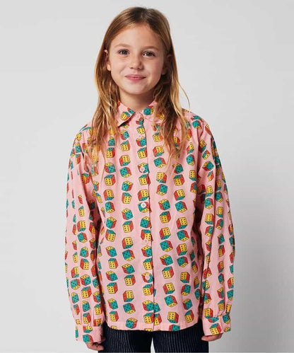 全面印花 Dices 圖案 長袖 童款 襯衫