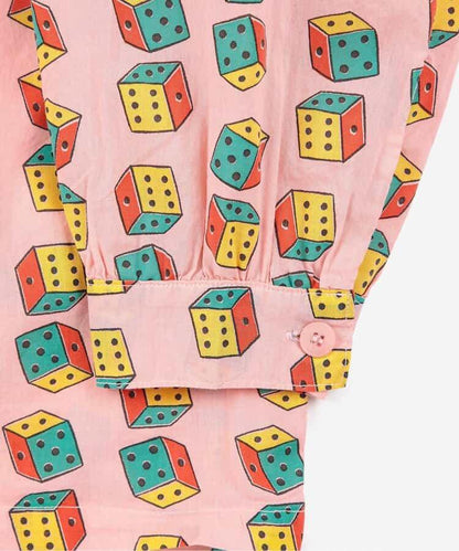 全面印花 Dices 圖案 長袖 童款 襯衫