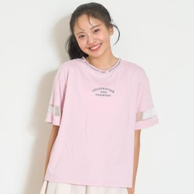 7days 接觸涼感袖部透紗T恤