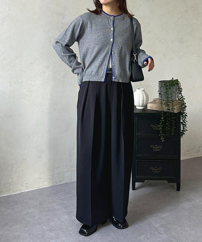 層次感拼色圓領針織開衫