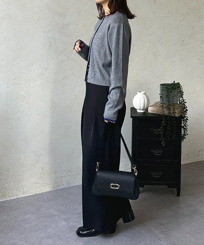 層次感拼色圓領針織開衫