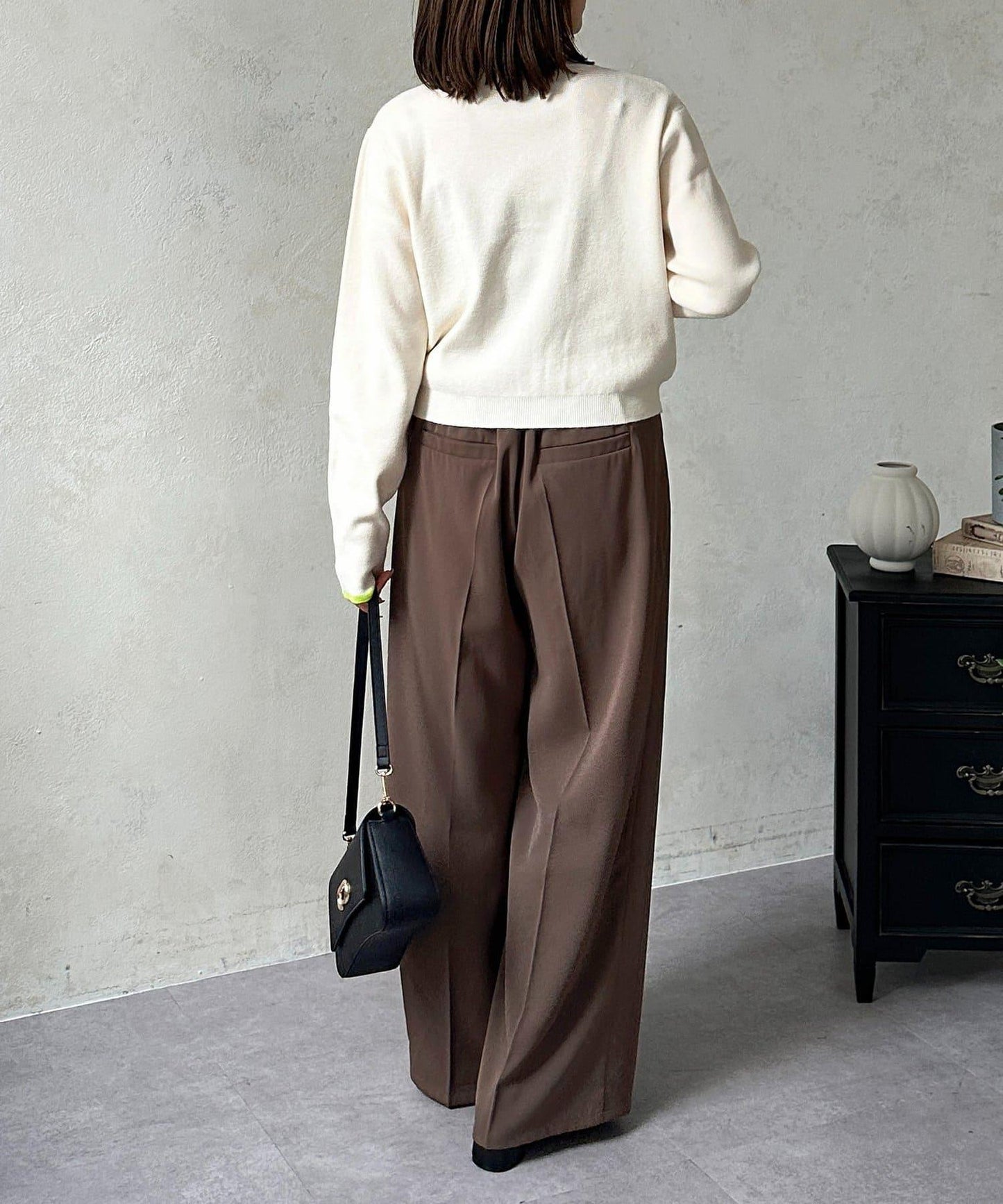 層次感拼色圓領針織開衫