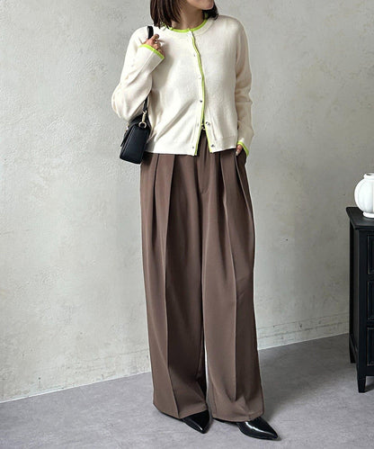 層次感拼色圓領針織開衫