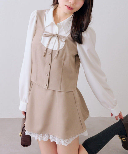 拼接蝴蝶結女式襯衫
