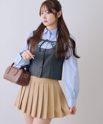 拼接蝴蝶結女式襯衫