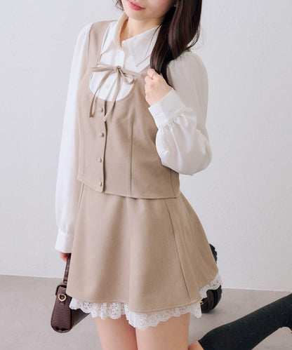 拼接蝴蝶結女式襯衫