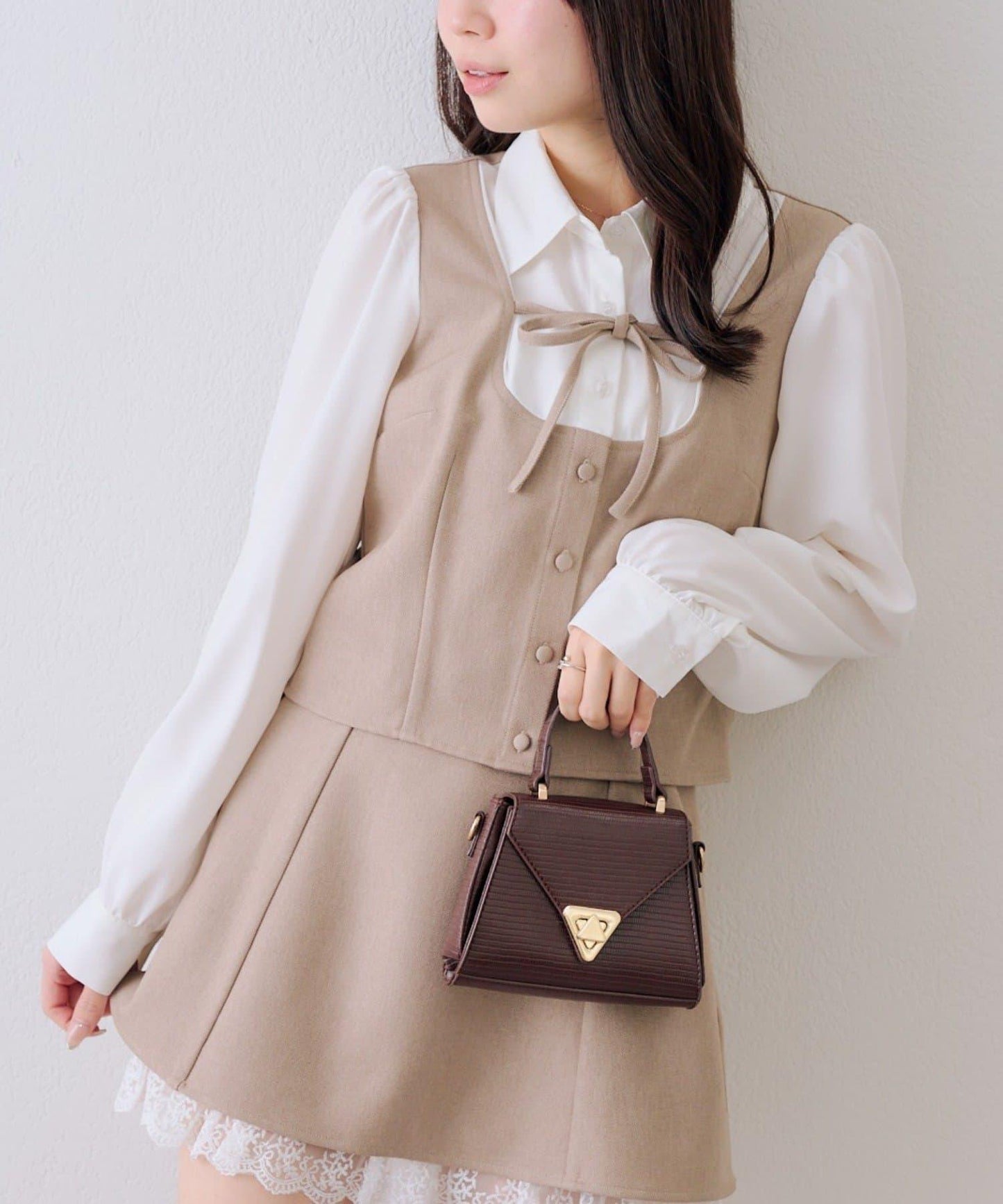 拼接蝴蝶結女式襯衫