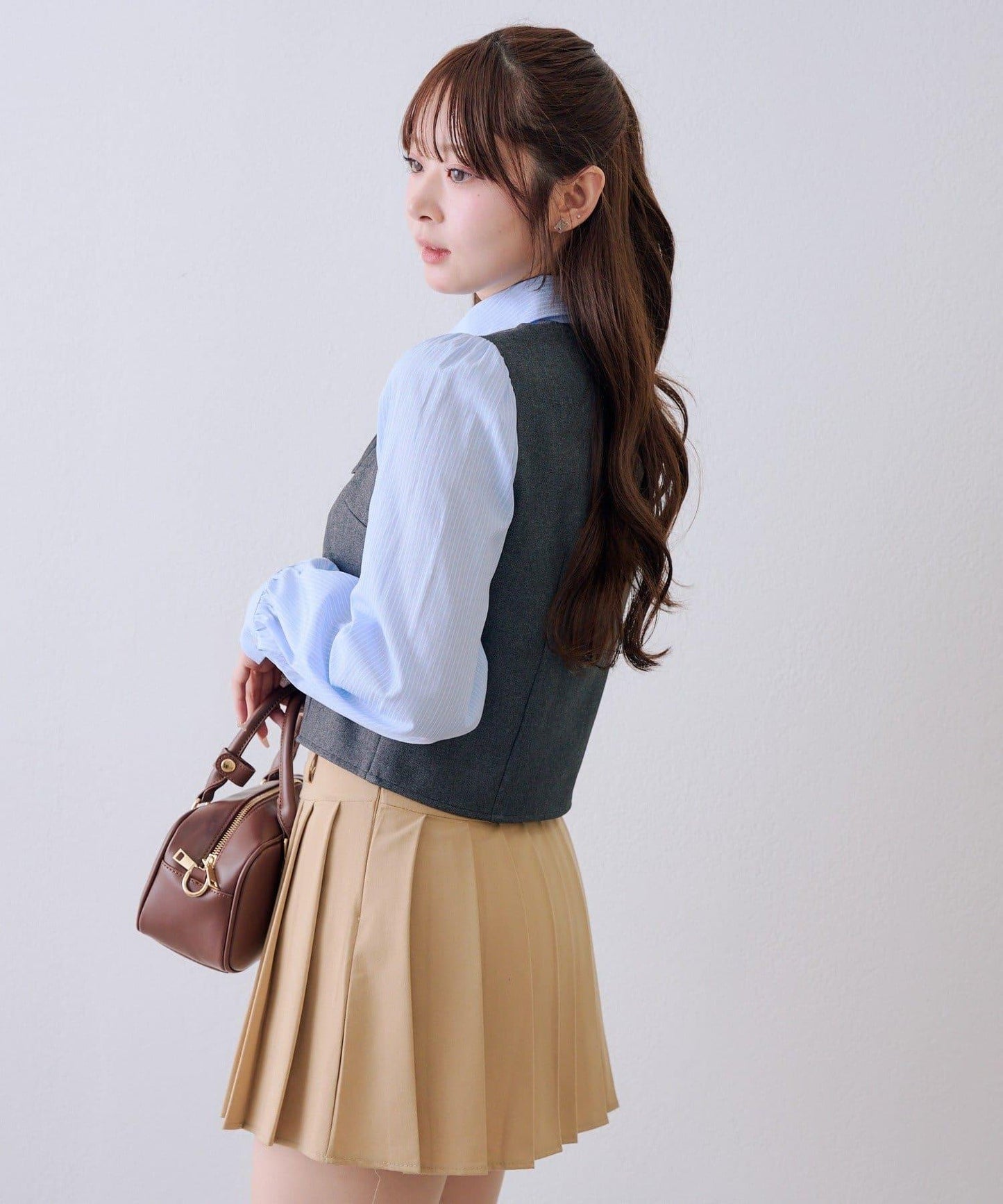 拼接蝴蝶結女式襯衫