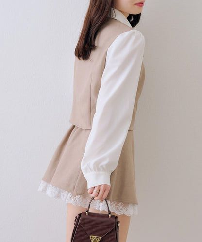 拼接蝴蝶結女式襯衫