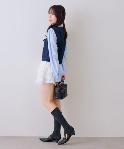 拼接蝴蝶結女式襯衫