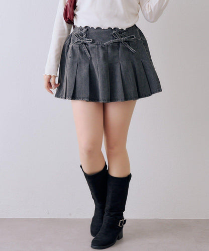 繫帶迷你百褶半身裙