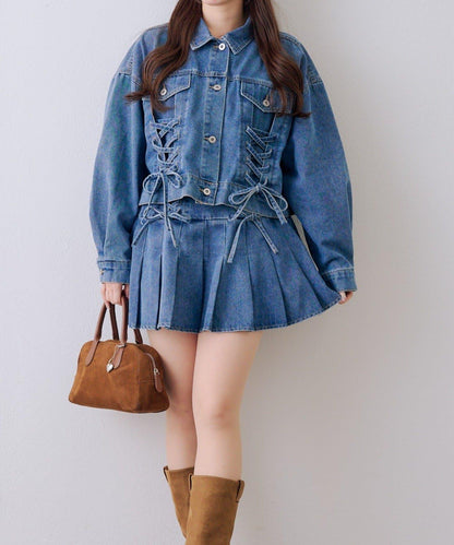 繫帶迷你百褶半身裙