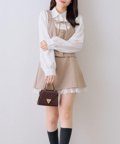 拼接蝴蝶結女式襯衫