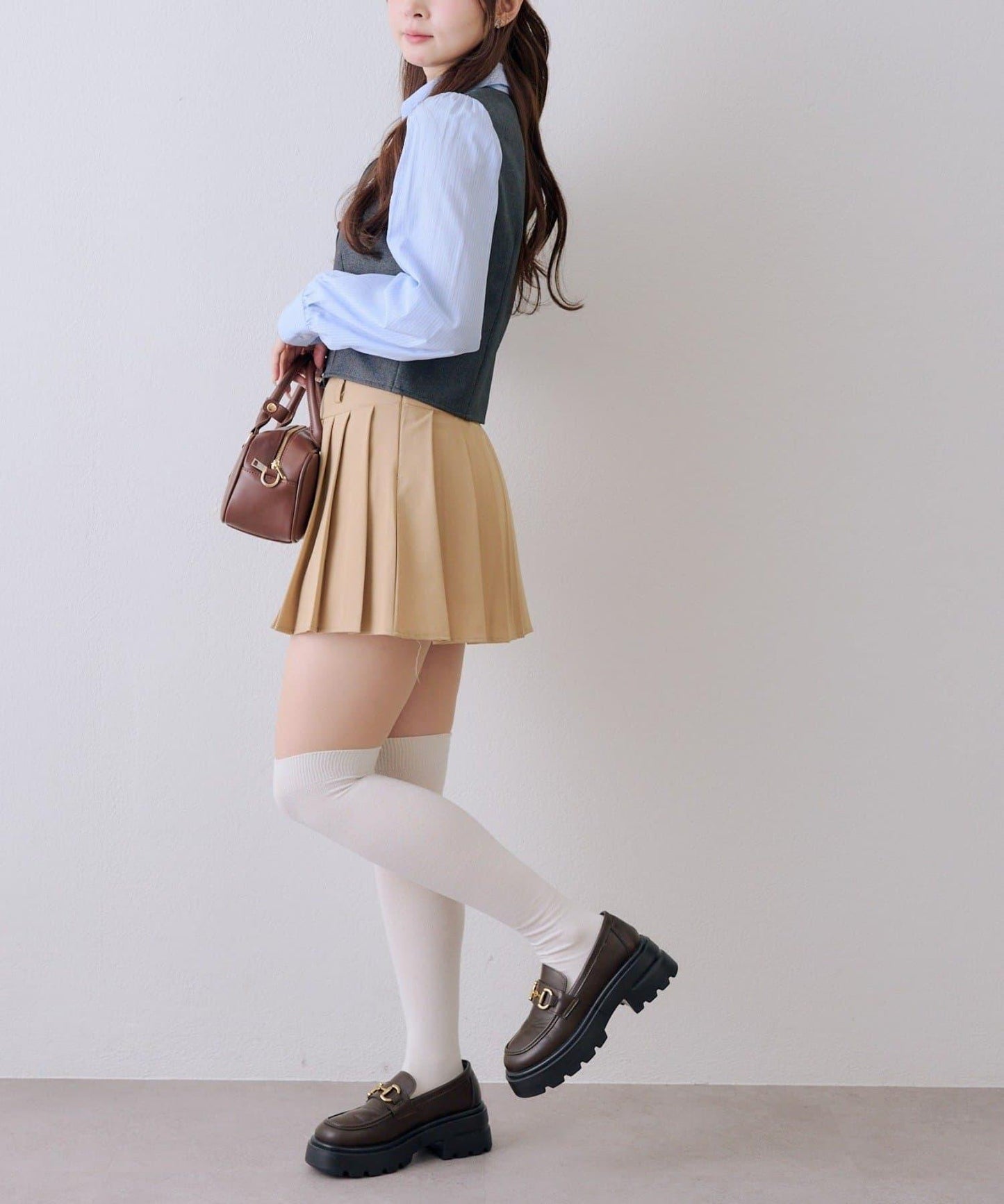 拼接蝴蝶結女式襯衫