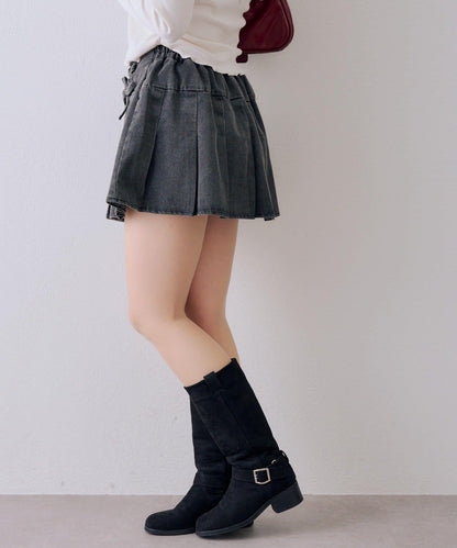 繫帶迷你百褶半身裙