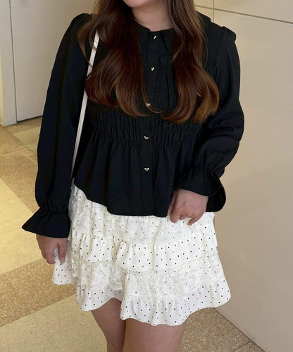 抽褶荷葉下襬女襯衫