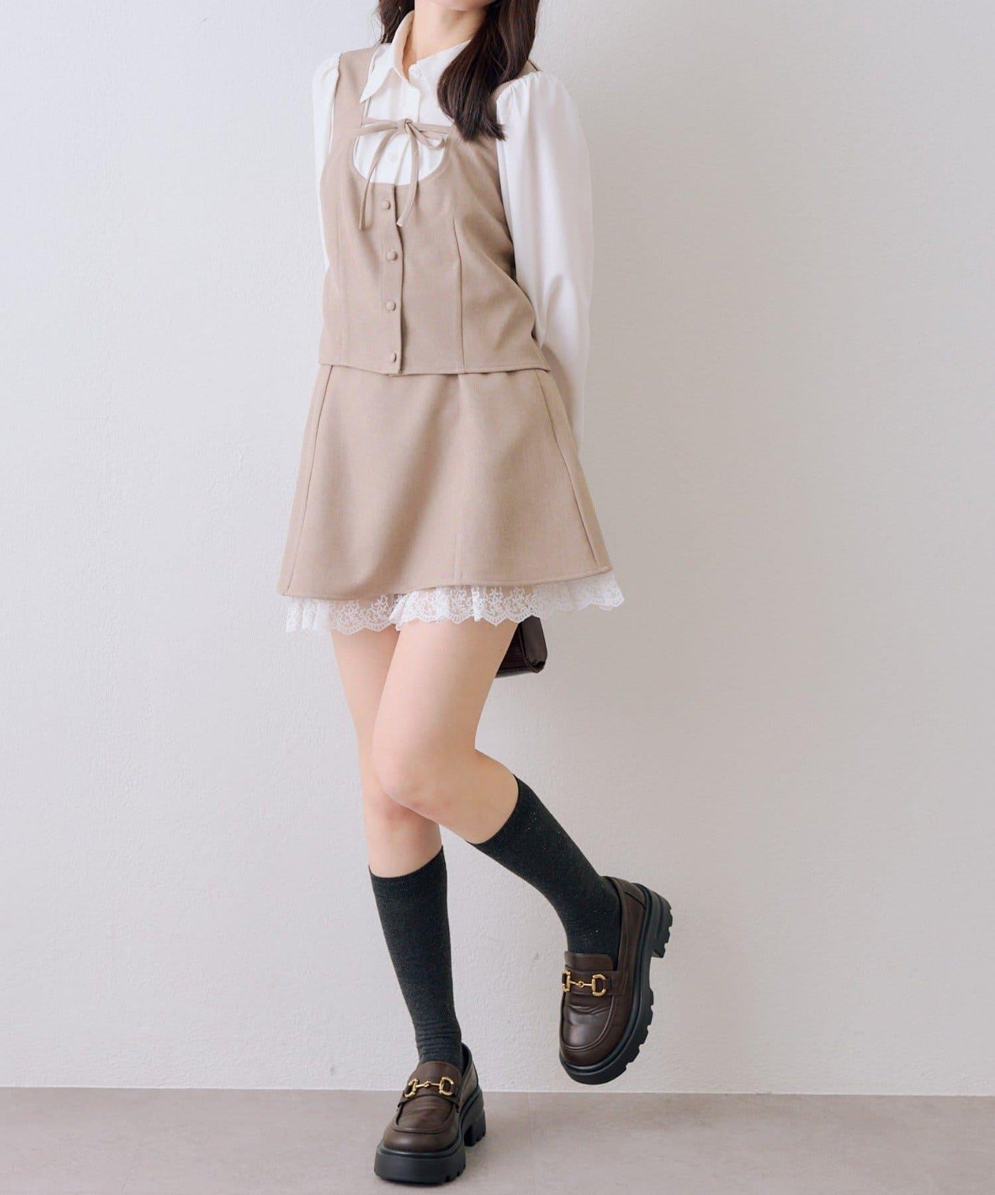 拼接蝴蝶結女式襯衫