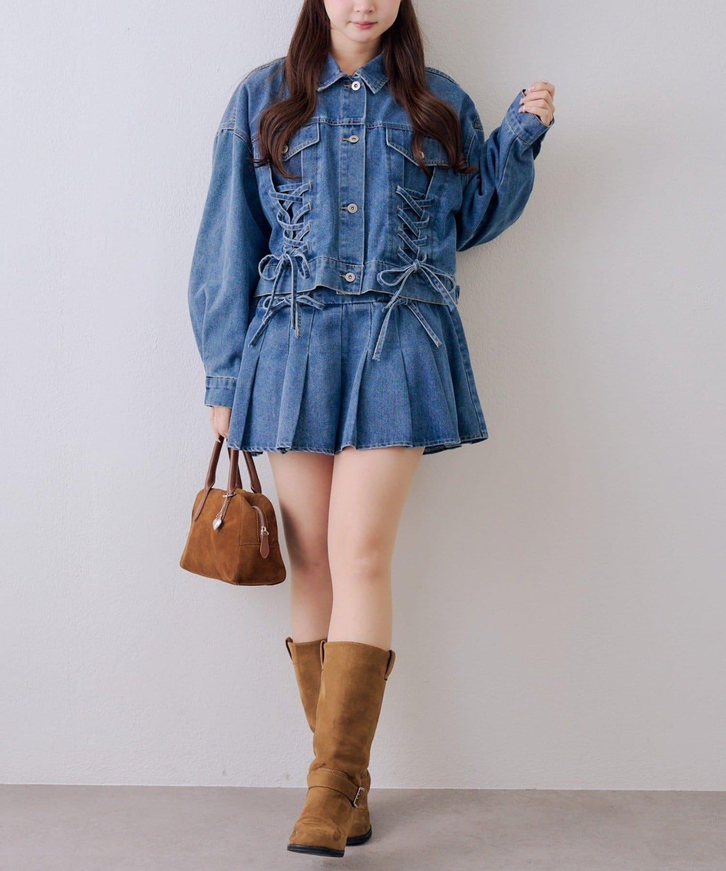 繫帶迷你百褶半身裙