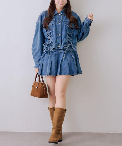 繫帶迷你百褶半身裙