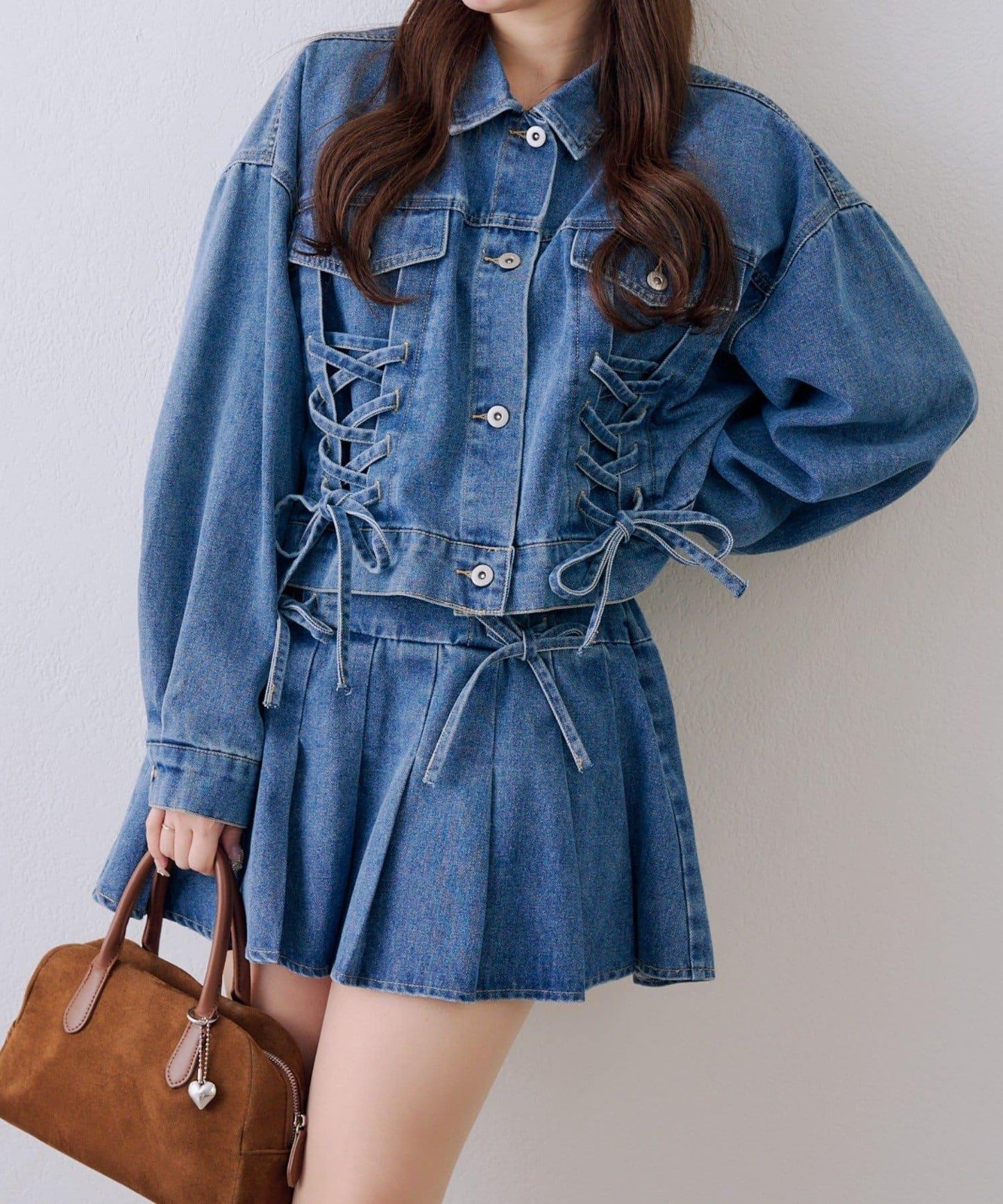 繫帶迷你百褶半身裙