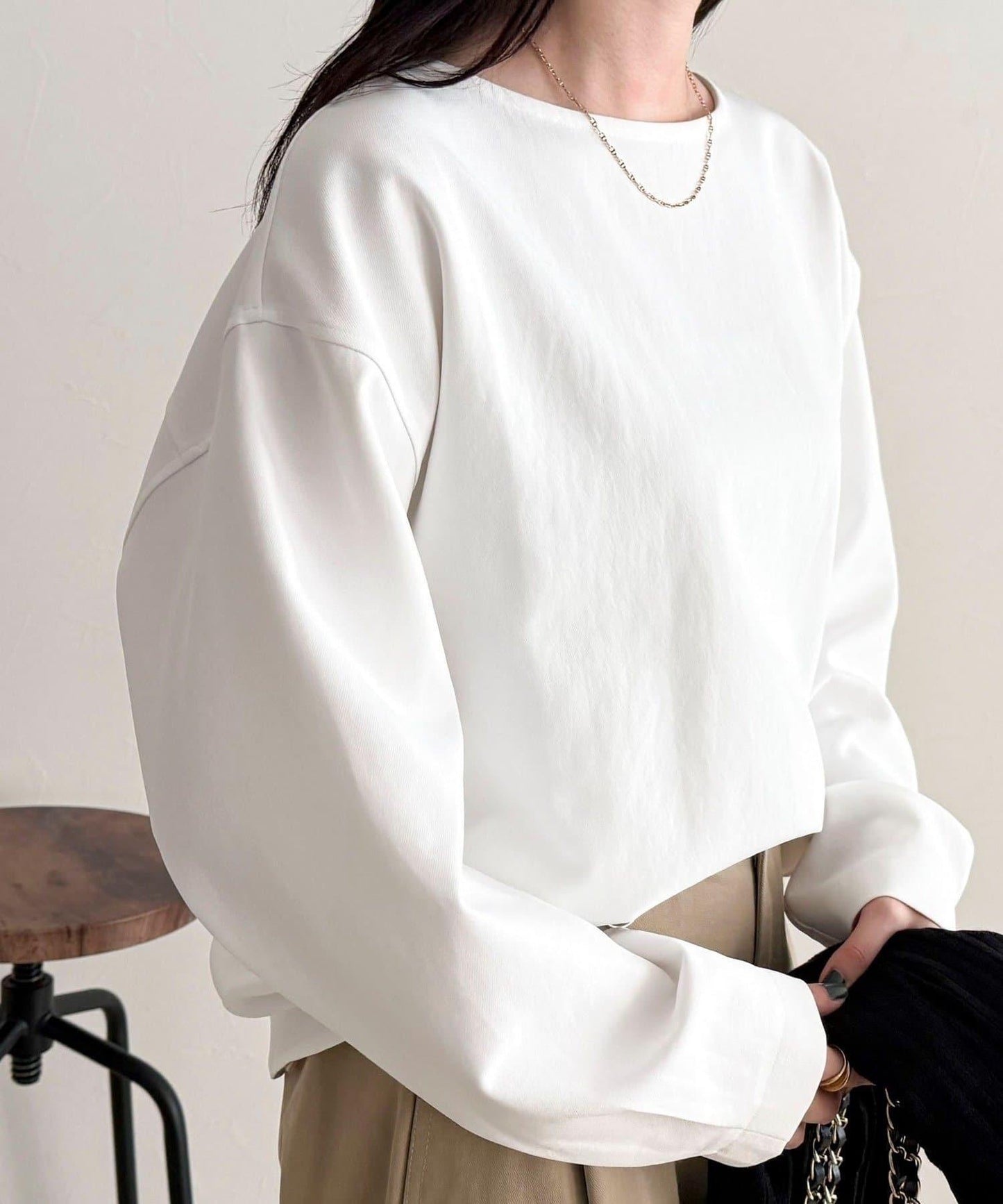 套裝可搭配 繭形 粉感斜紋 上衣