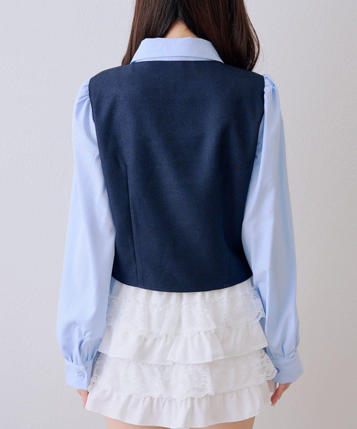 拼接蝴蝶結女式襯衫