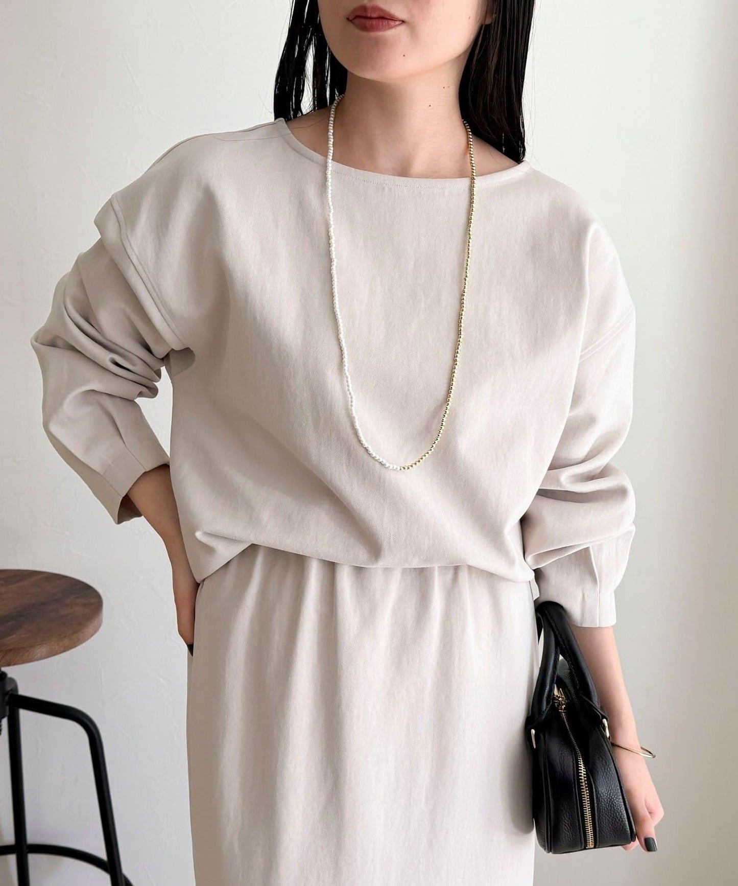 套裝可搭配 繭形 粉感斜紋 上衣