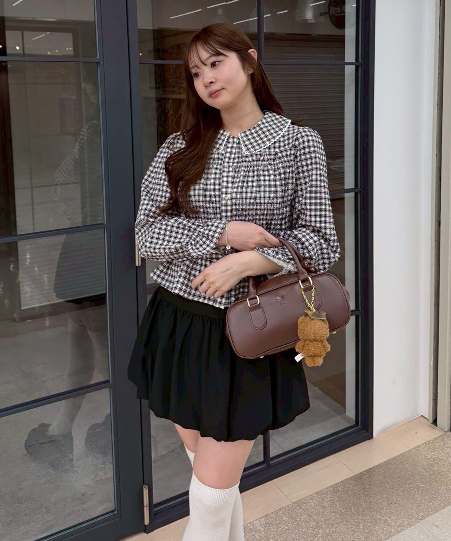 抽褶荷葉下襬女襯衫