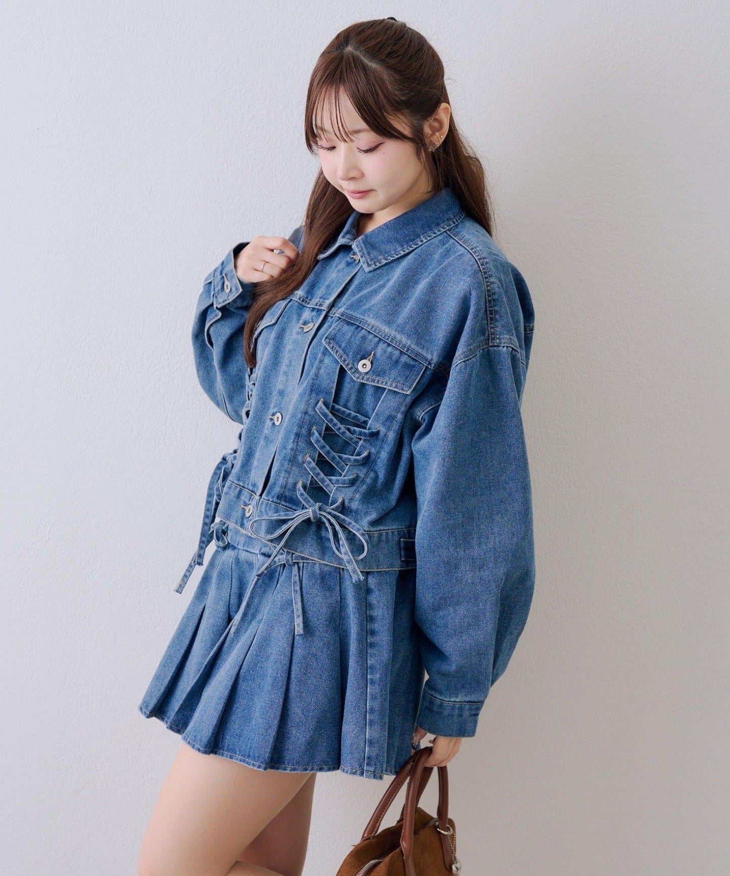 繫帶迷你百褶半身裙