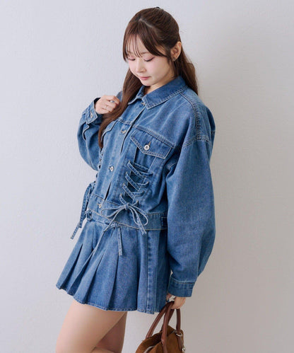 繫帶迷你百褶半身裙