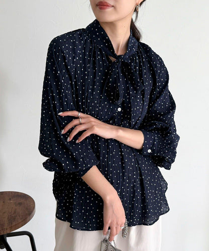 心形波點 蝴蝶結設計 襯衫