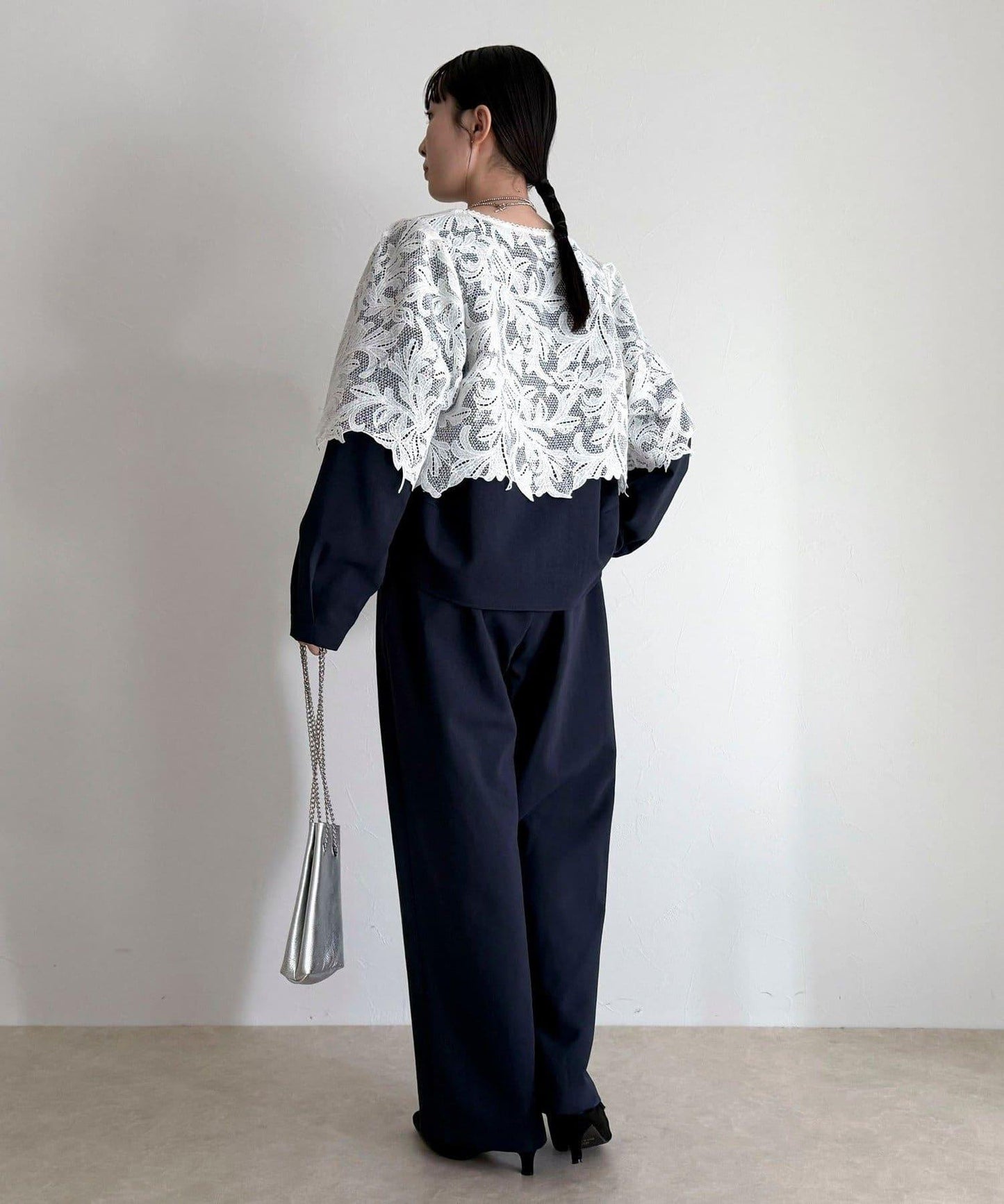 套裝可搭配 繭形 粉感斜紋 上衣