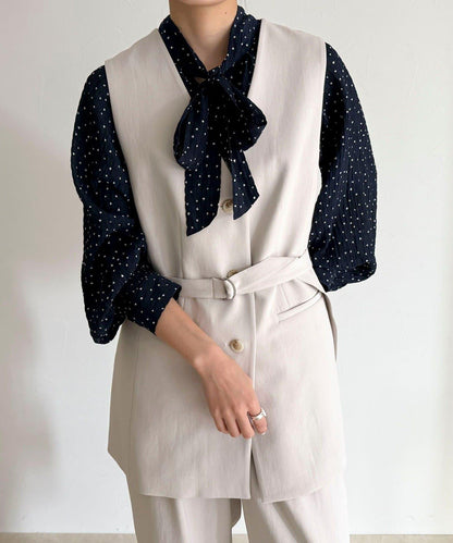 心形波點 蝴蝶結設計 襯衫