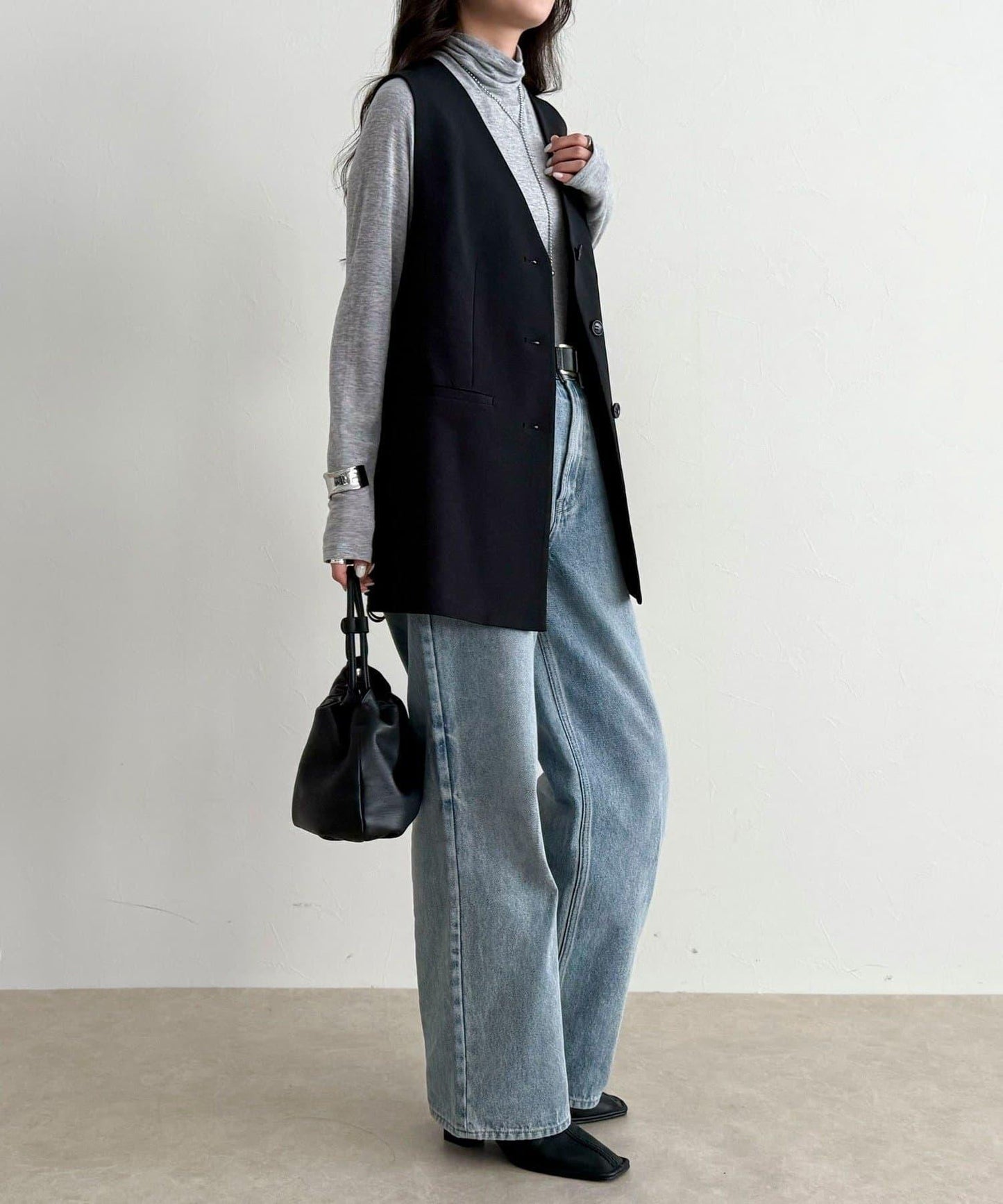 可成套搭配 柔滑斜紋 帶腰帶 馬甲