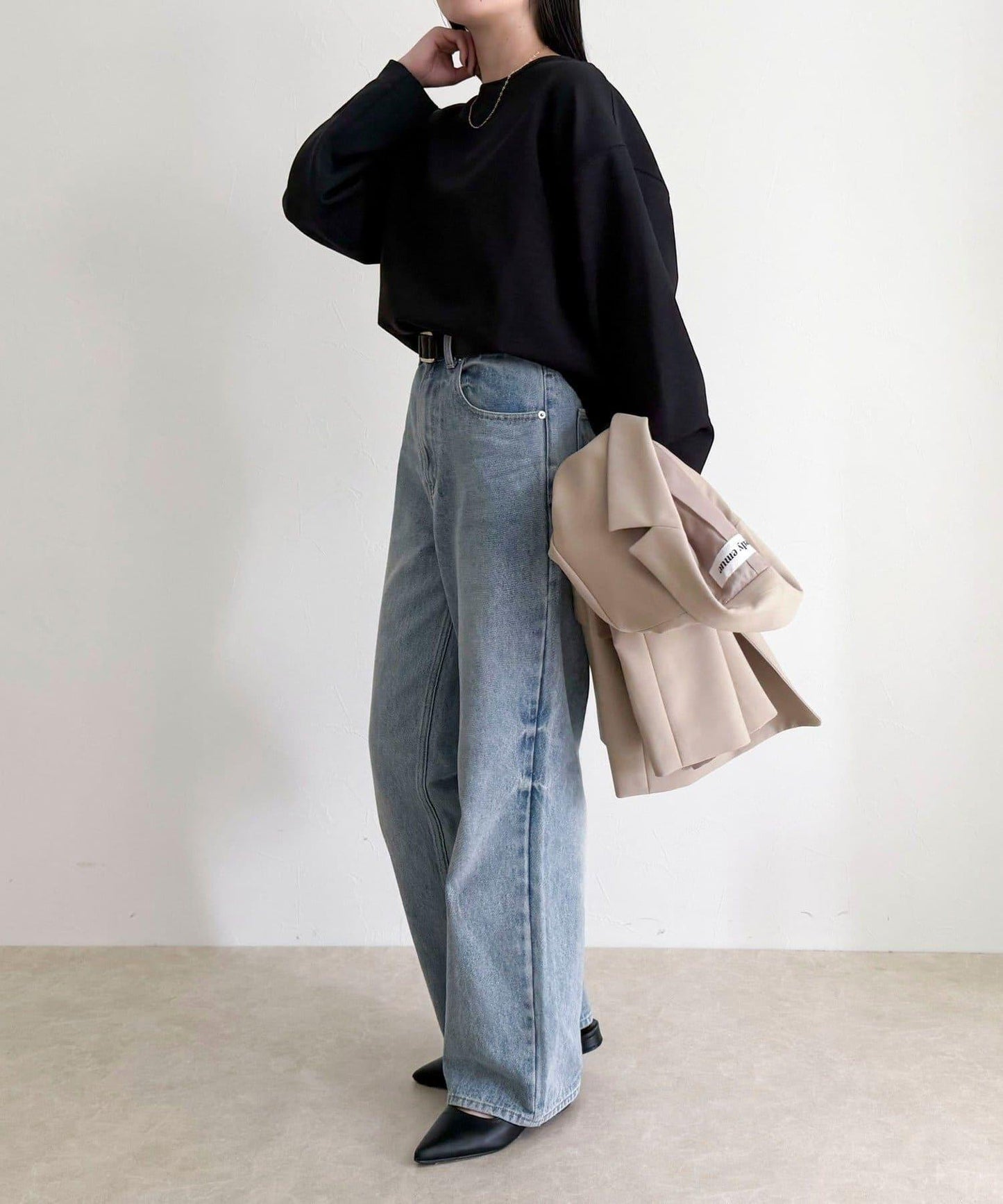 套裝可搭配 繭形 粉感斜紋 上衣