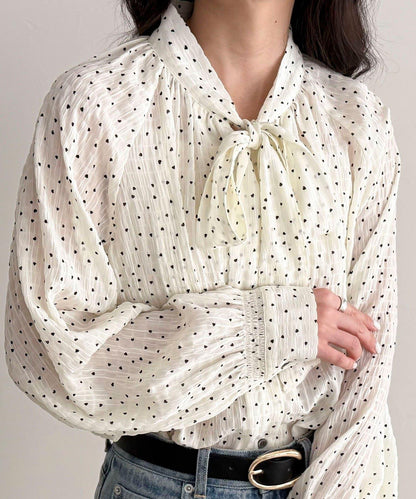 心形波點 蝴蝶結設計 襯衫