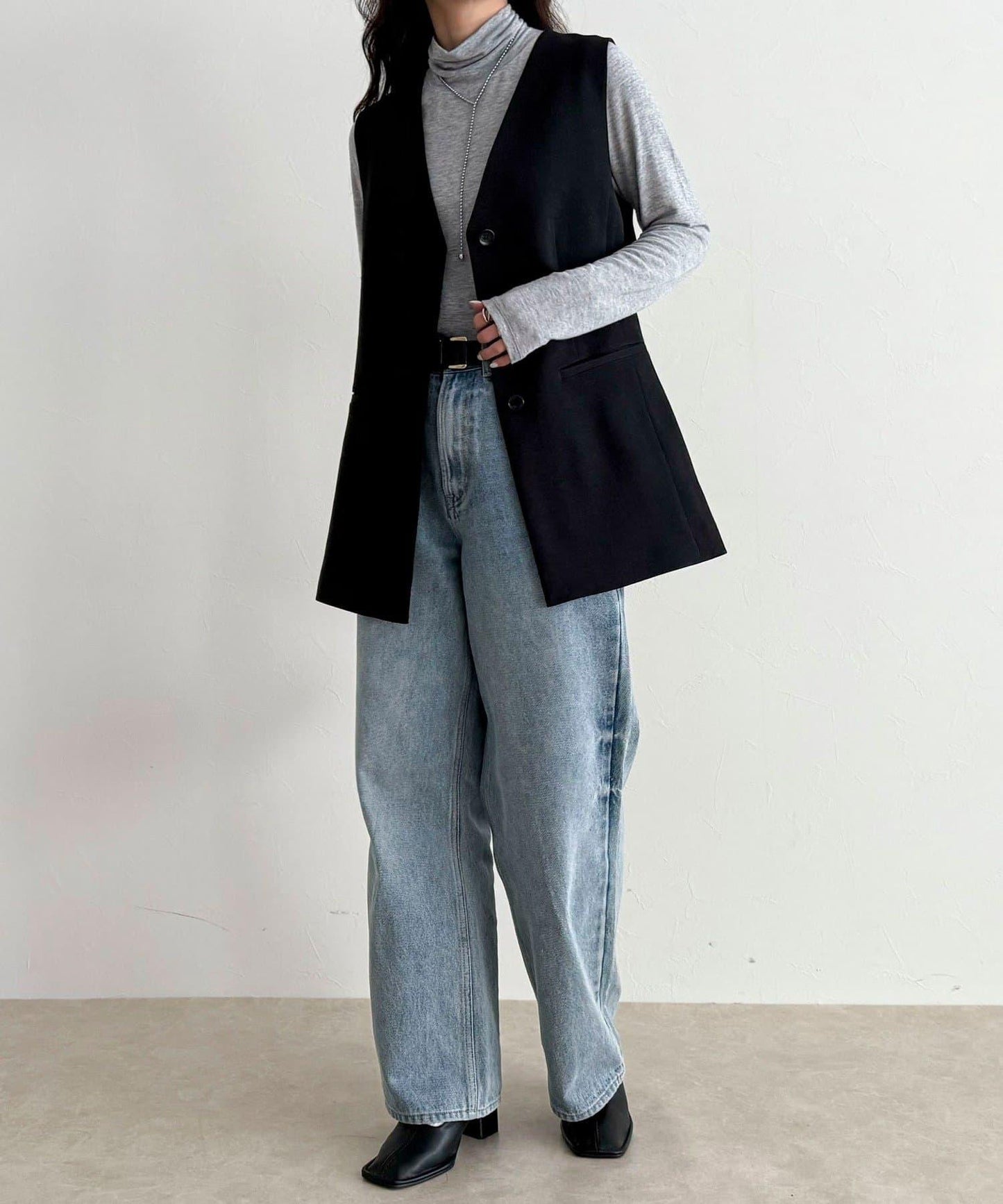 可成套搭配 柔滑斜紋 帶腰帶 馬甲