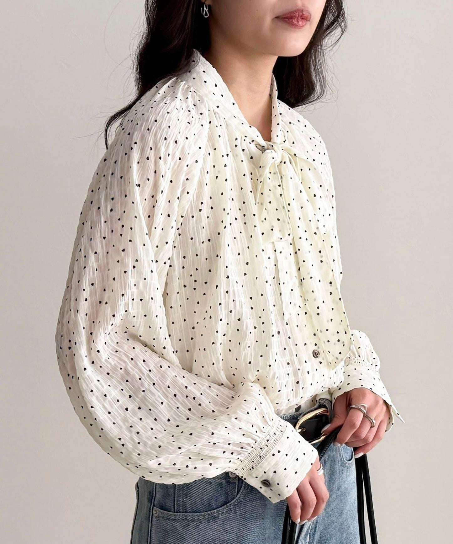 心形波點 蝴蝶結設計 襯衫