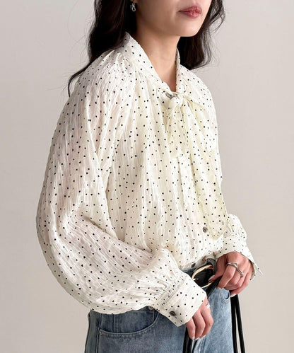 心形波點 蝴蝶結設計 襯衫